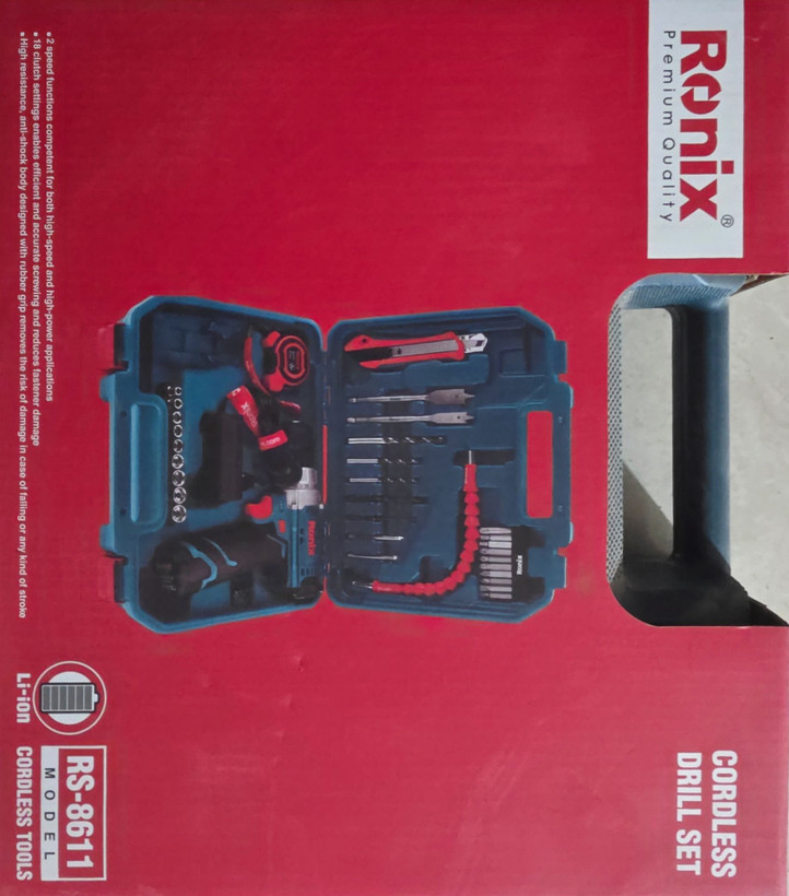 کیت دریل شارژی رونیکس مدل RS-8611 مجموعه 35 پارچه 12 ولت